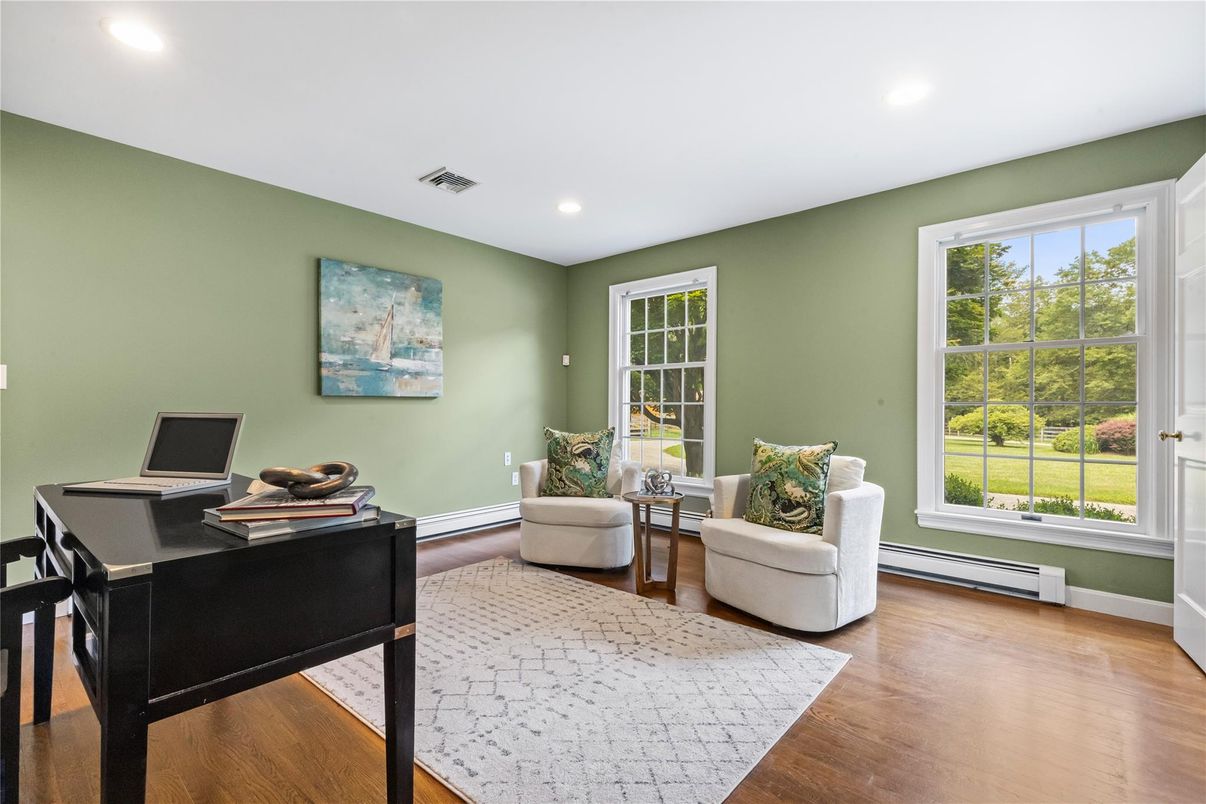 Home Office, Interior, Recessed Lighting, Wood Texture Flooring