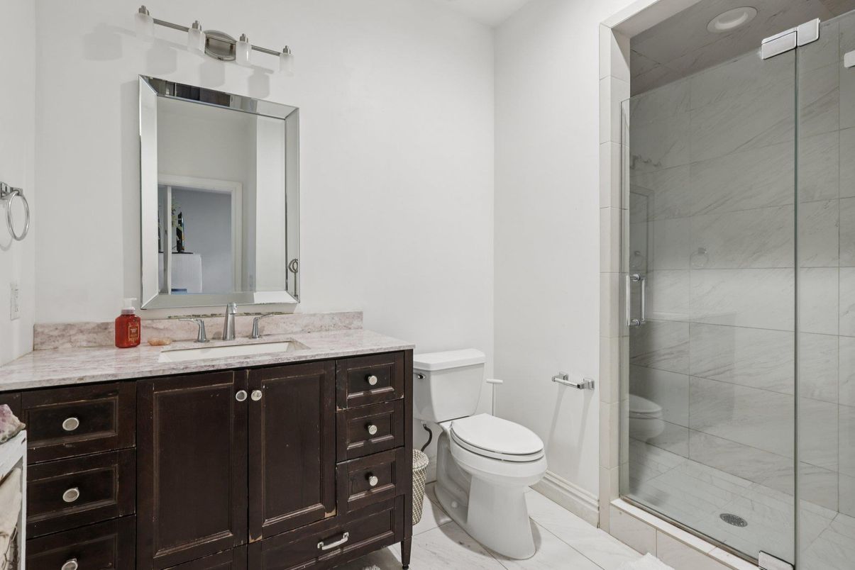 Bathroom, Glass Shower, Interior, Marble Walls