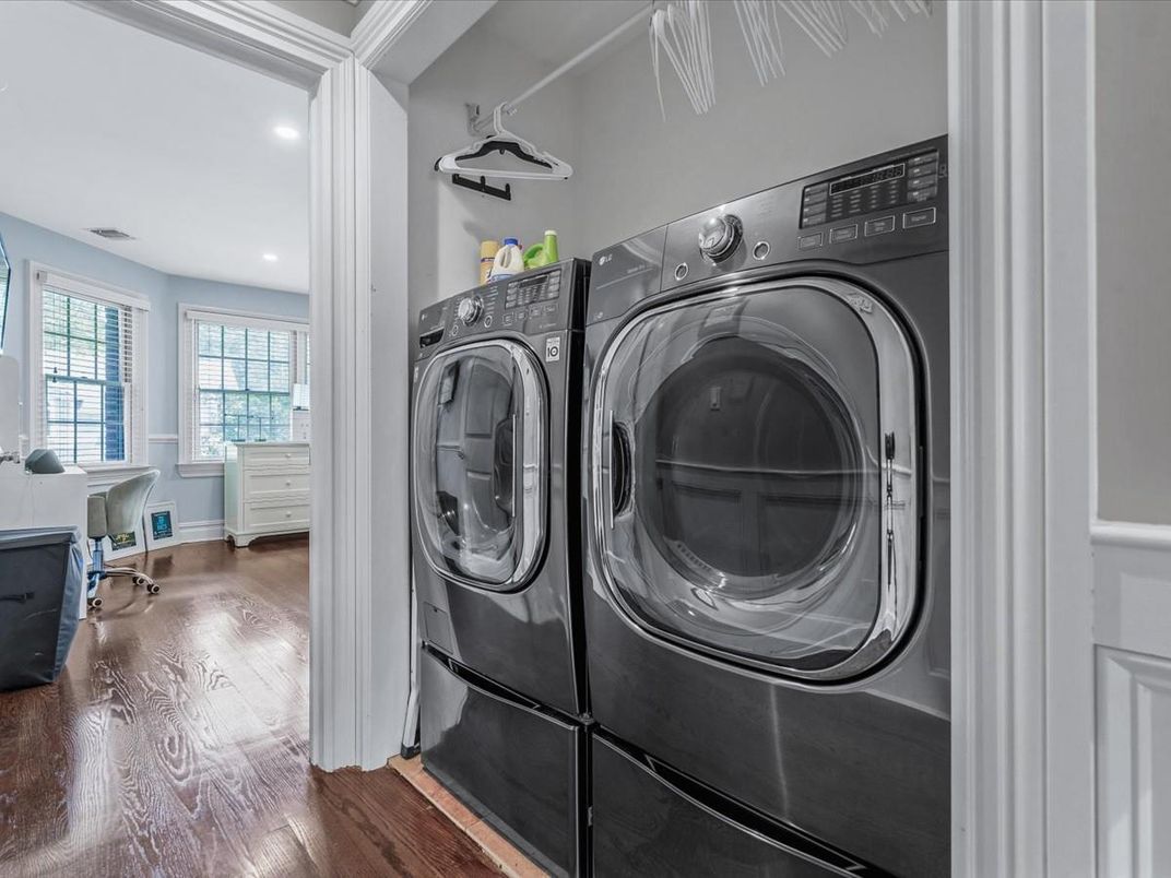 Interior, Recessed Lighting, Utility Closets, Washer, Wood Texture Flooring