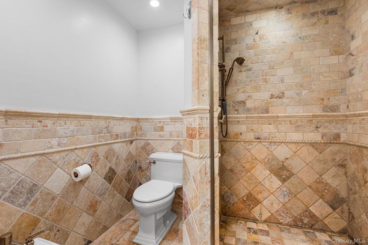 Bathroom, Interior, Recessed Lighting, Stone Walls