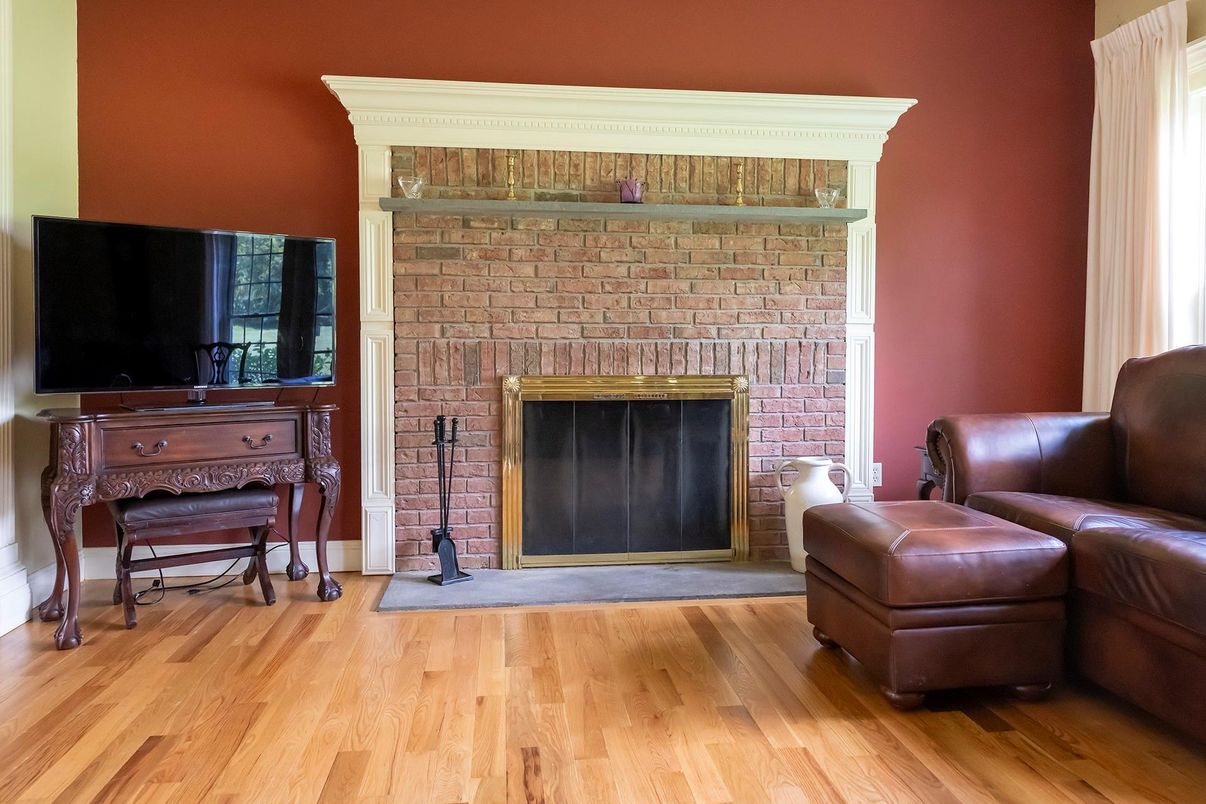 Fireplace, Interior, Stone Walls, Wood Texture Flooring