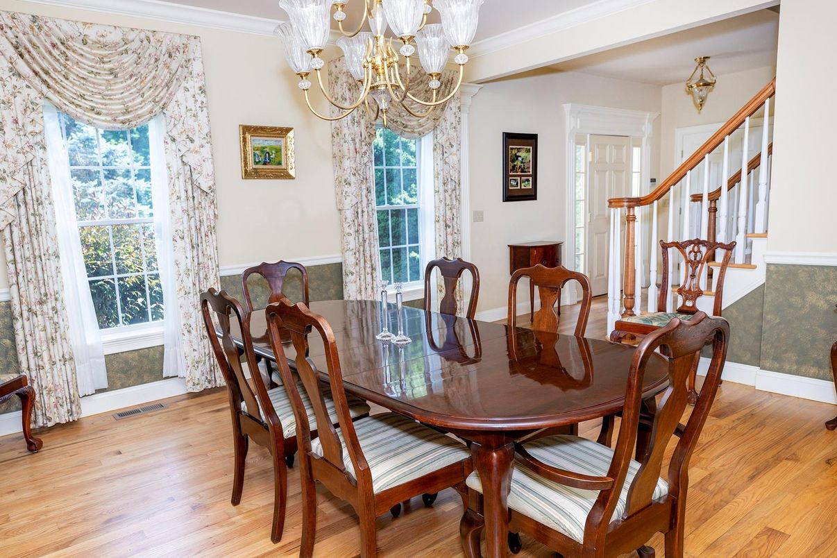 Chandelier, Dining room, Interior, Wood Texture Flooring