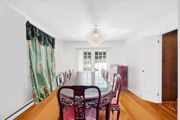 Chandelier, Dining room, Interior, Wood Texture Flooring