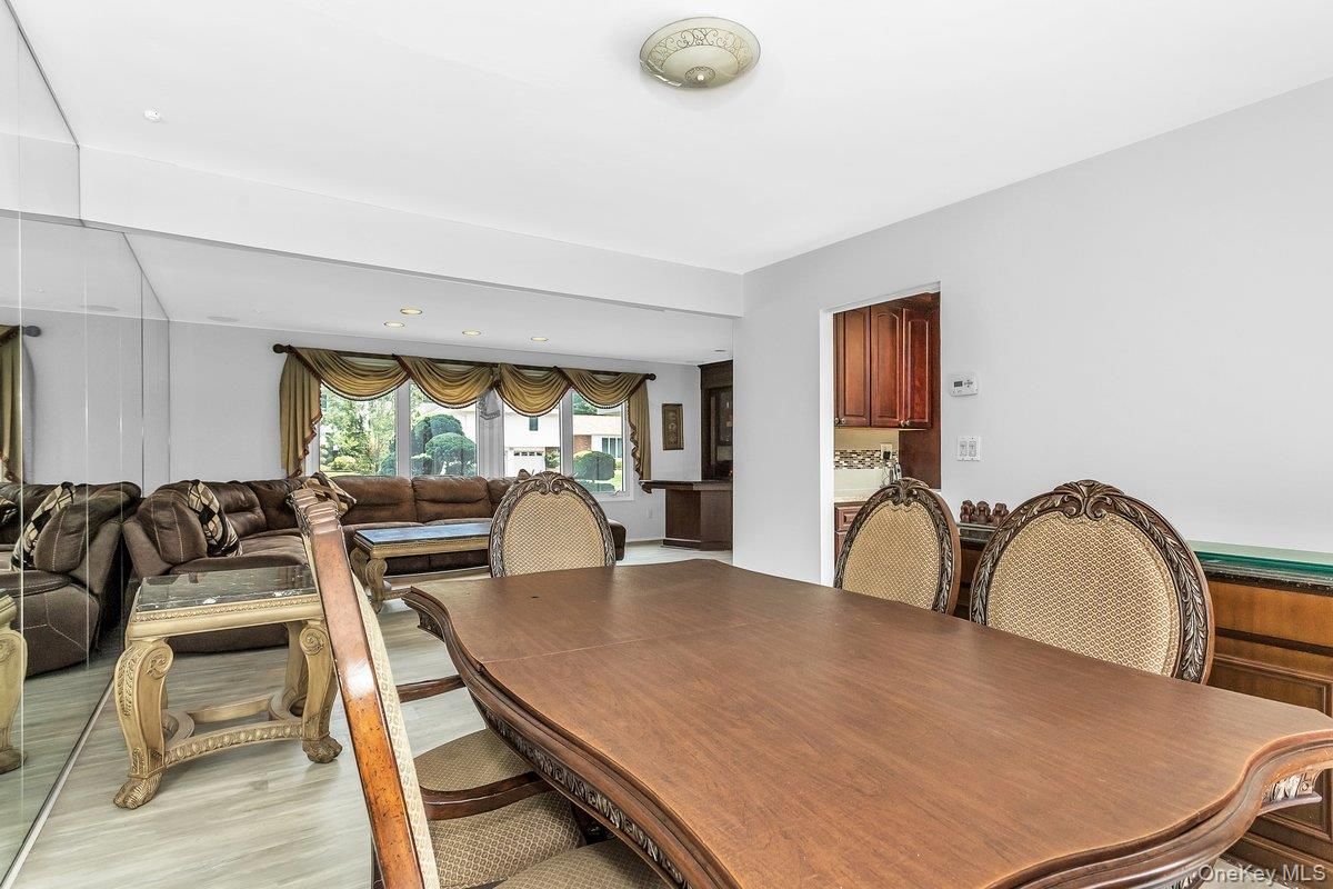 Dining room, Interior, Living room, Recessed Lighting, Wood Texture Flooring
