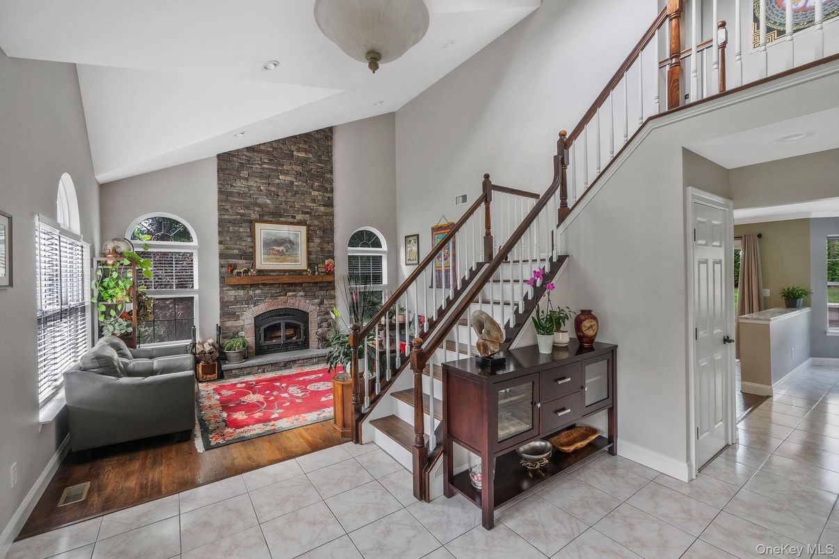 Fireplace, Interior, Stone Walls, Wood Texture Flooring