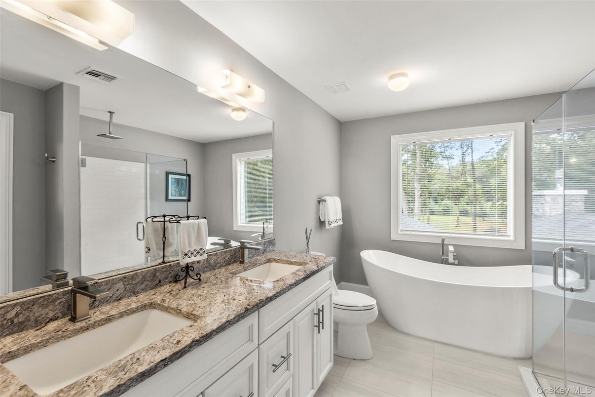Bathroom, Dual Sink Vanities, Free Standing Baths, Glass Shower, Interior