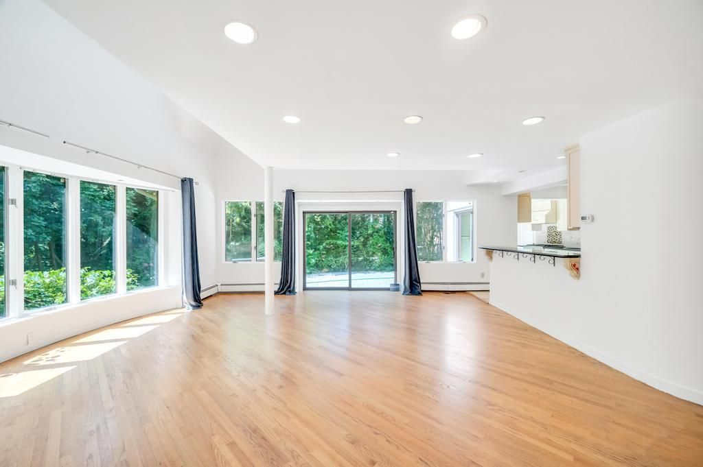 Empty room, Interior, Kitchen, Recessed Lighting, Wood Texture Flooring