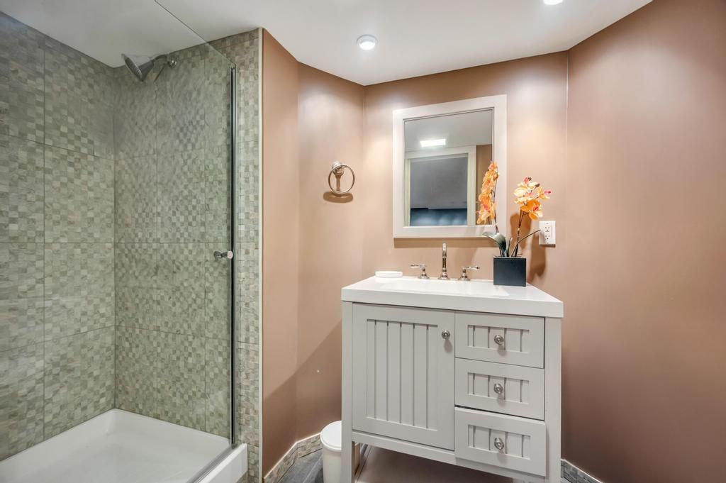 Bathroom, Glass Shower, Interior, Recessed Lighting