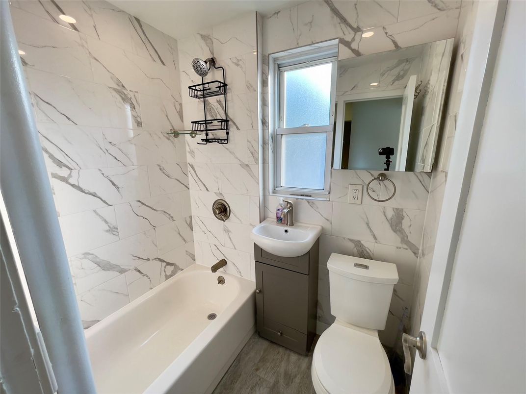 Bathroom, Interior, Marble Walls, Wood Texture Flooring