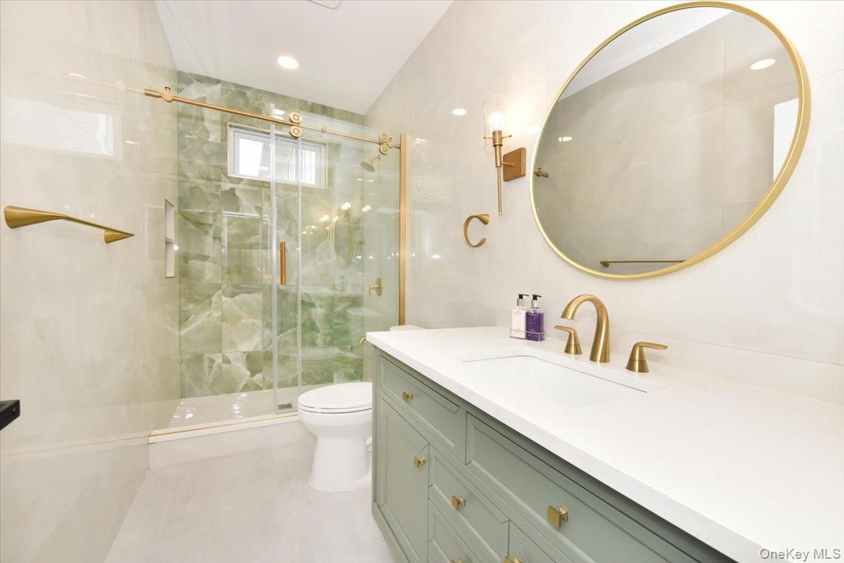 Bathroom, Glass Shower, Interior, Recessed Lighting