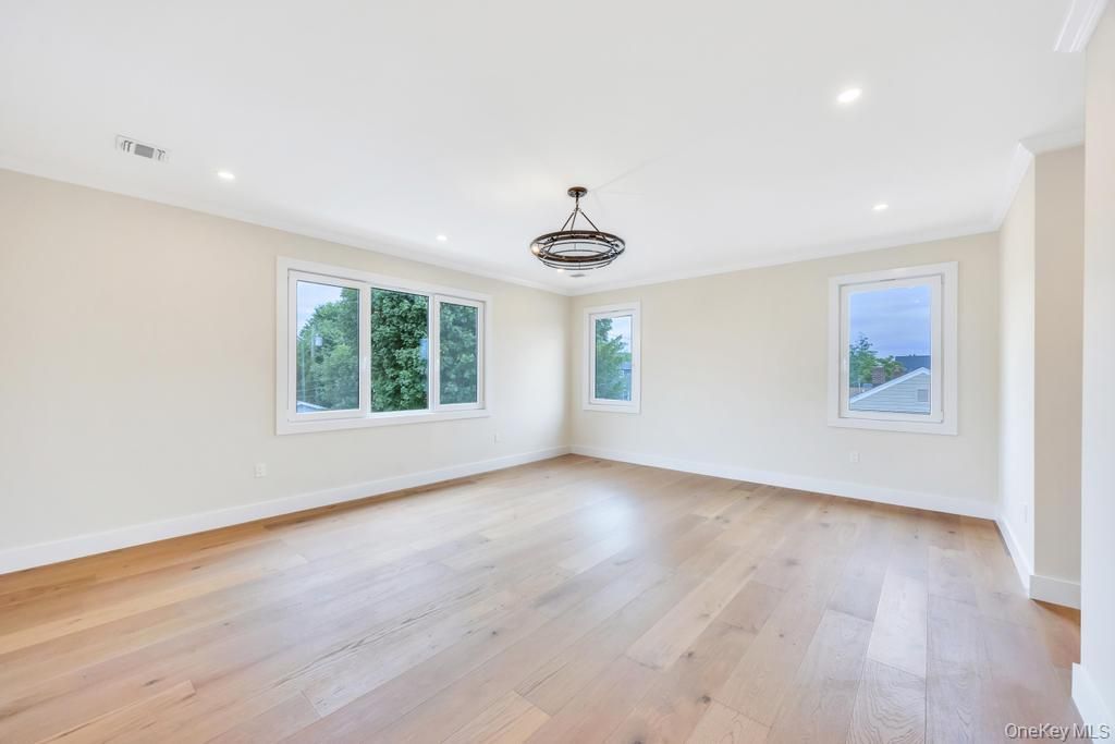Empty room, Interior, Pendant Lights, Recessed Lighting, Wood Texture Flooring