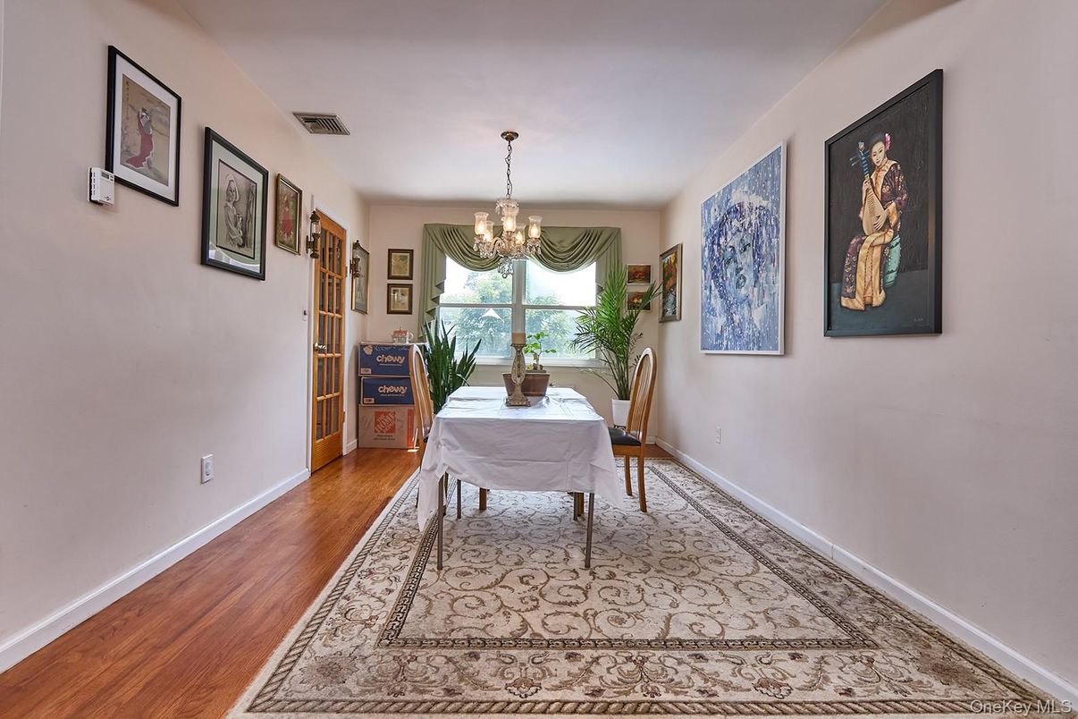 Chandelier, Dining room, Interior, Wood Texture Flooring