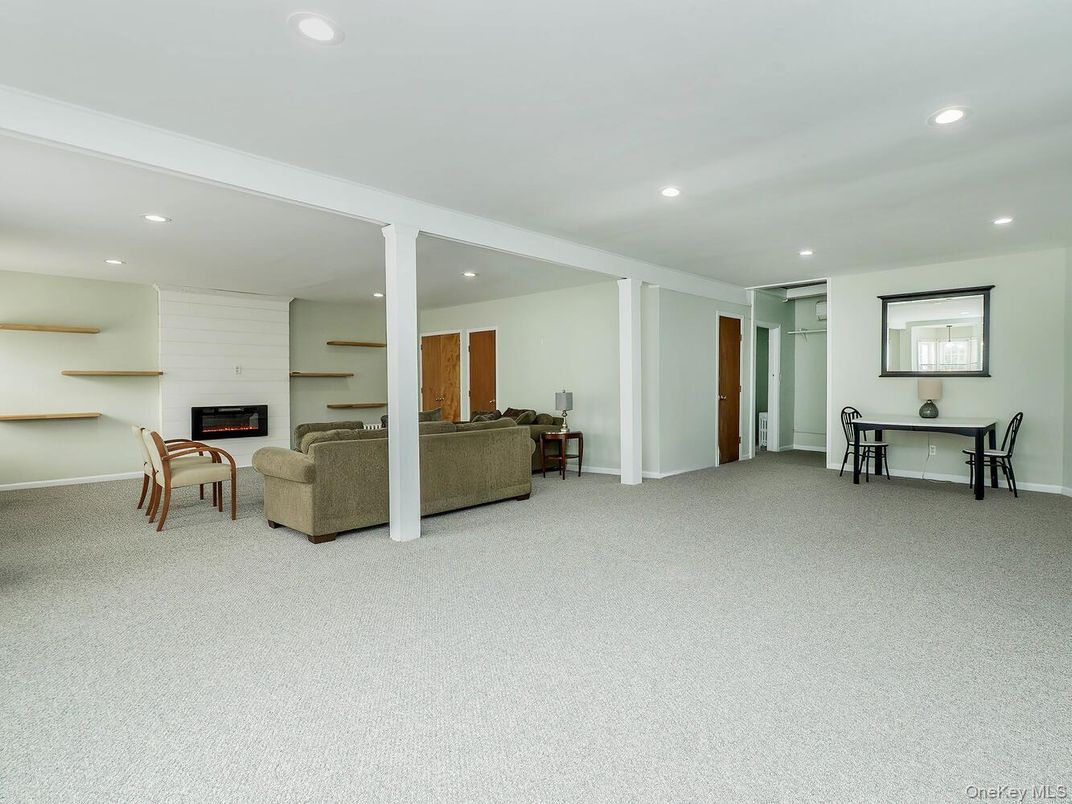 Dining room, Fireplace, Interior, Living room, Recessed Lighting