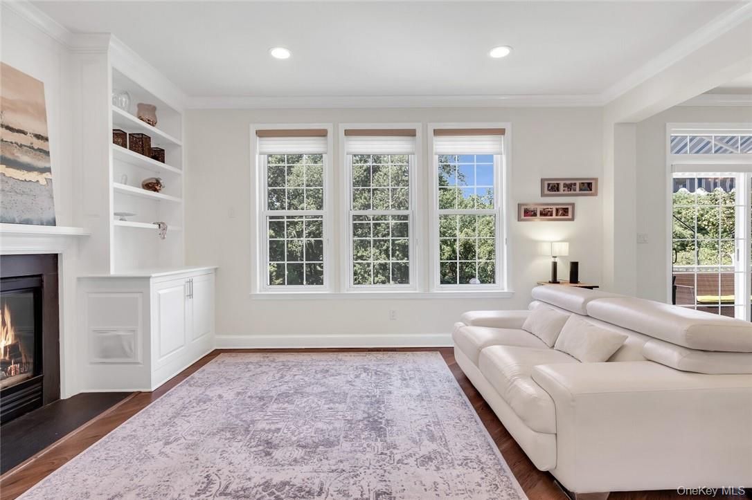 Fireplace, Interior, Recessed Lighting, Wood Texture Flooring