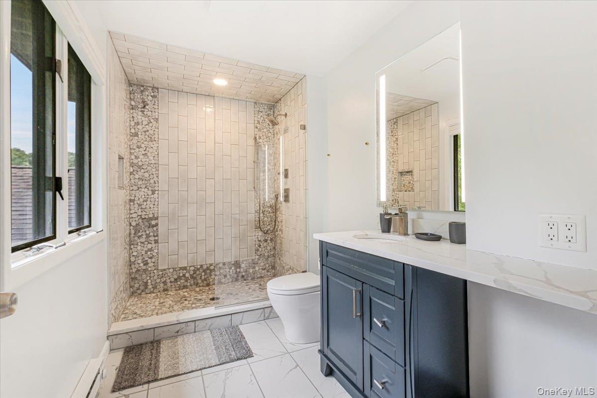 Bathroom, Glass Shower, Interior, Recessed Lighting