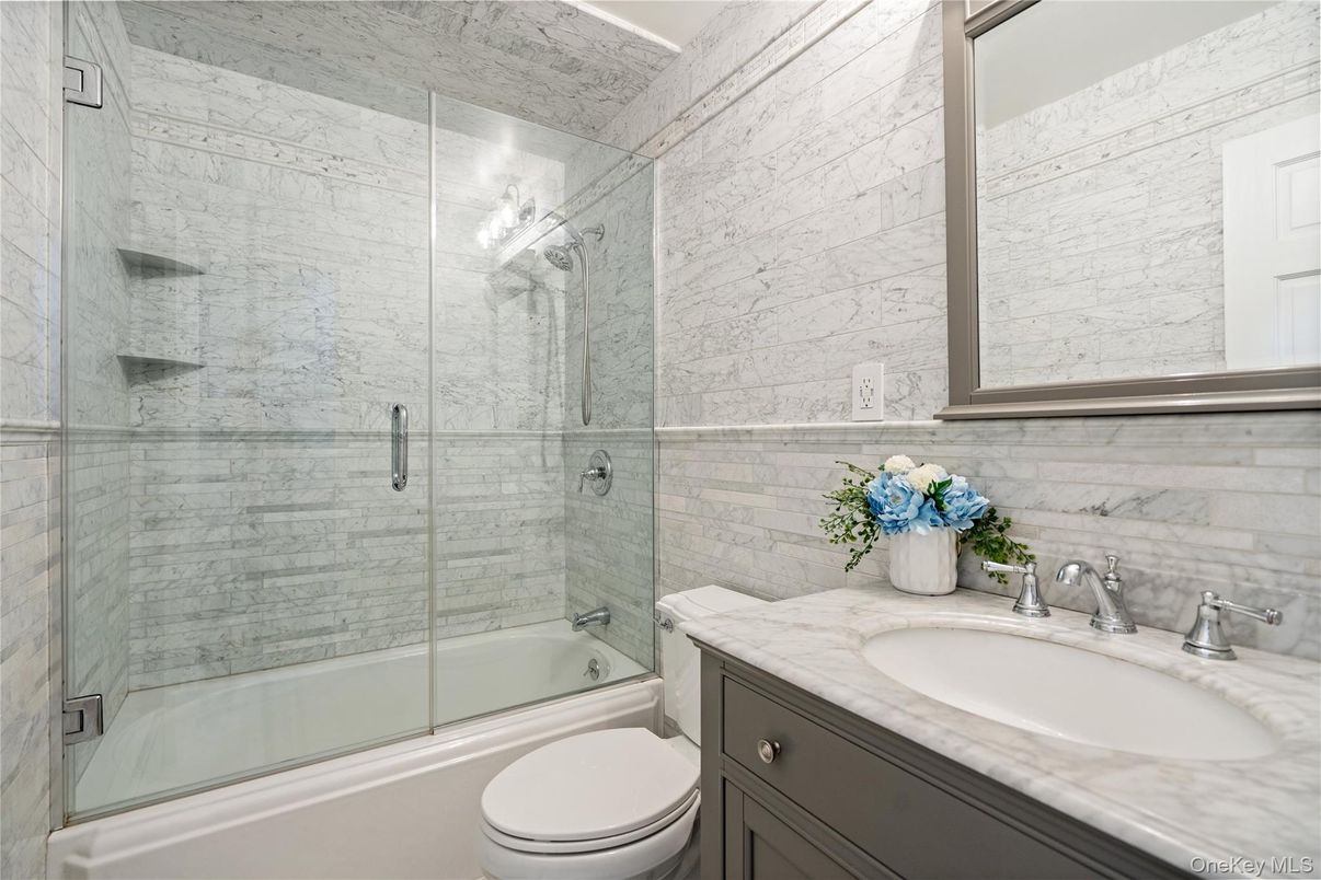 Bathroom, Glass Shower, Interior, Marble Walls