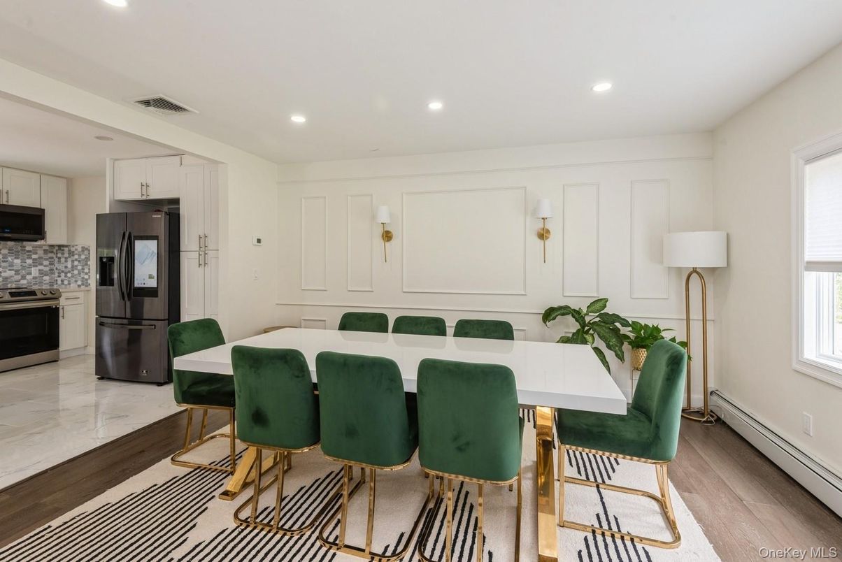 Dining room, Interior, Kitchen, Recessed Lighting, Wood Texture Flooring