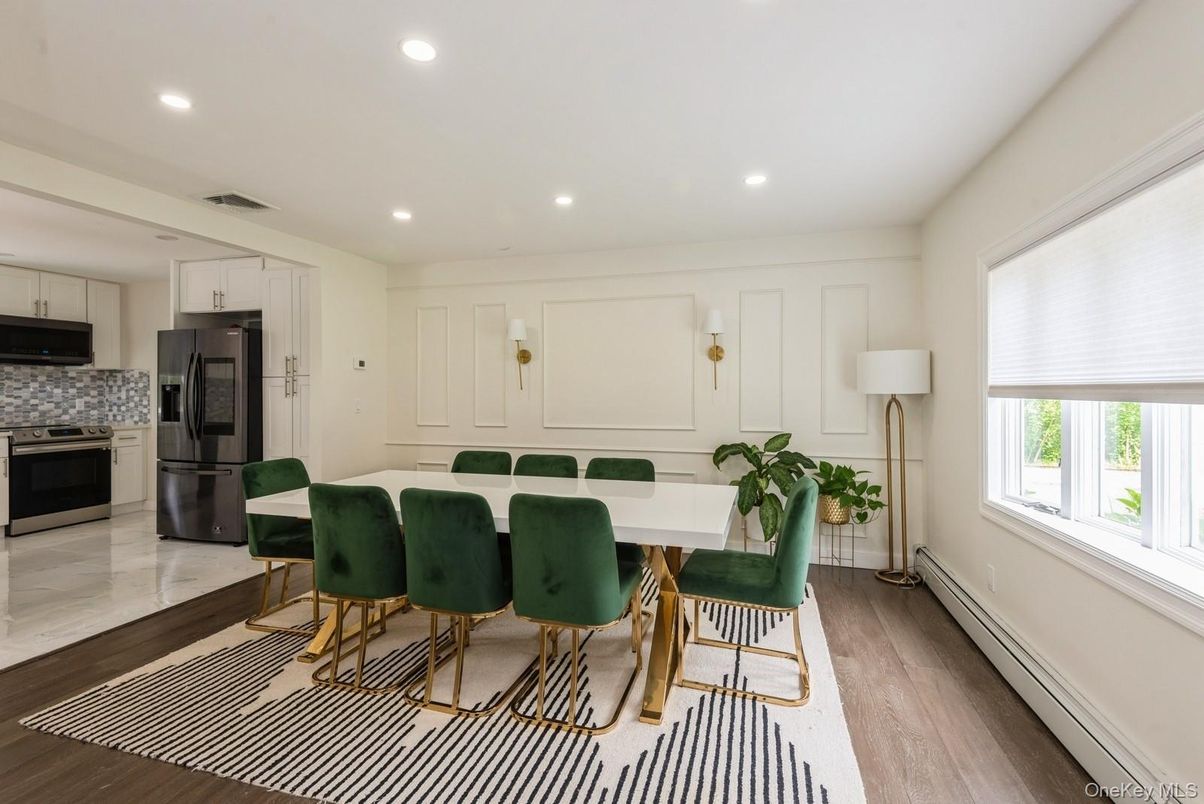 Dining room, Interior, Kitchen, Recessed Lighting, Wood Texture Flooring
