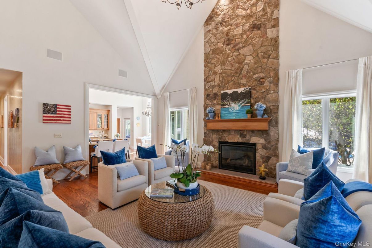Fireplace, Interior, Living room, Stone Walls, Wood Texture Flooring