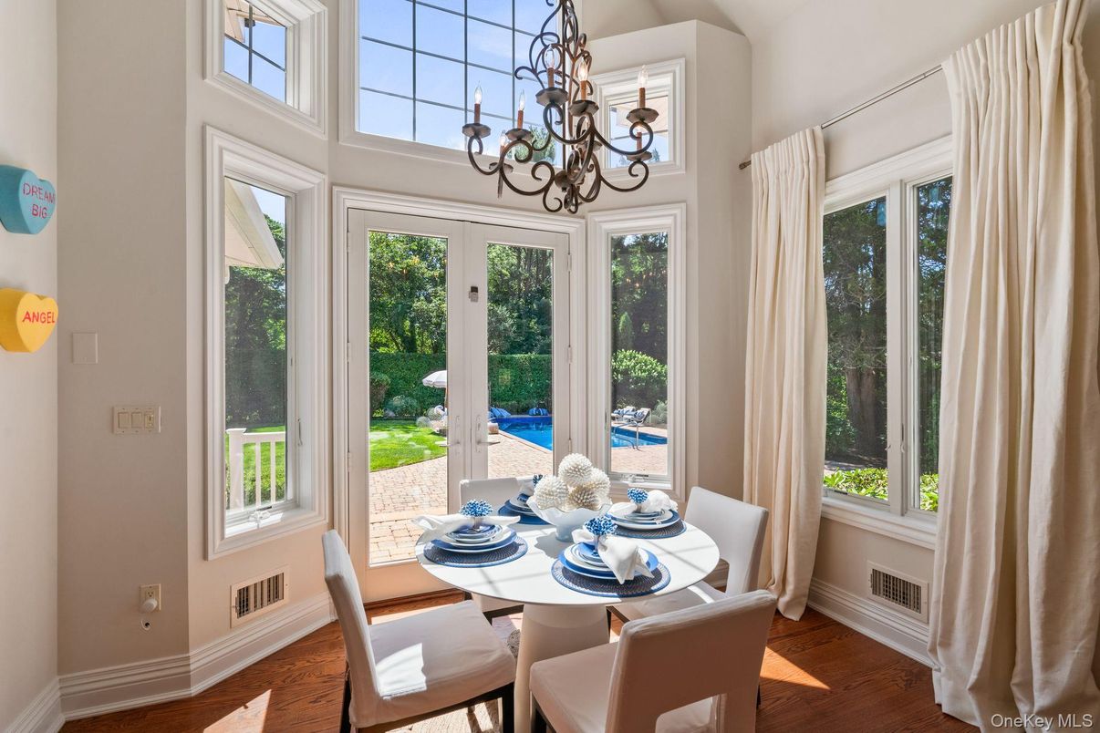 Chandelier, Dining room, Interior, Wood Texture Flooring