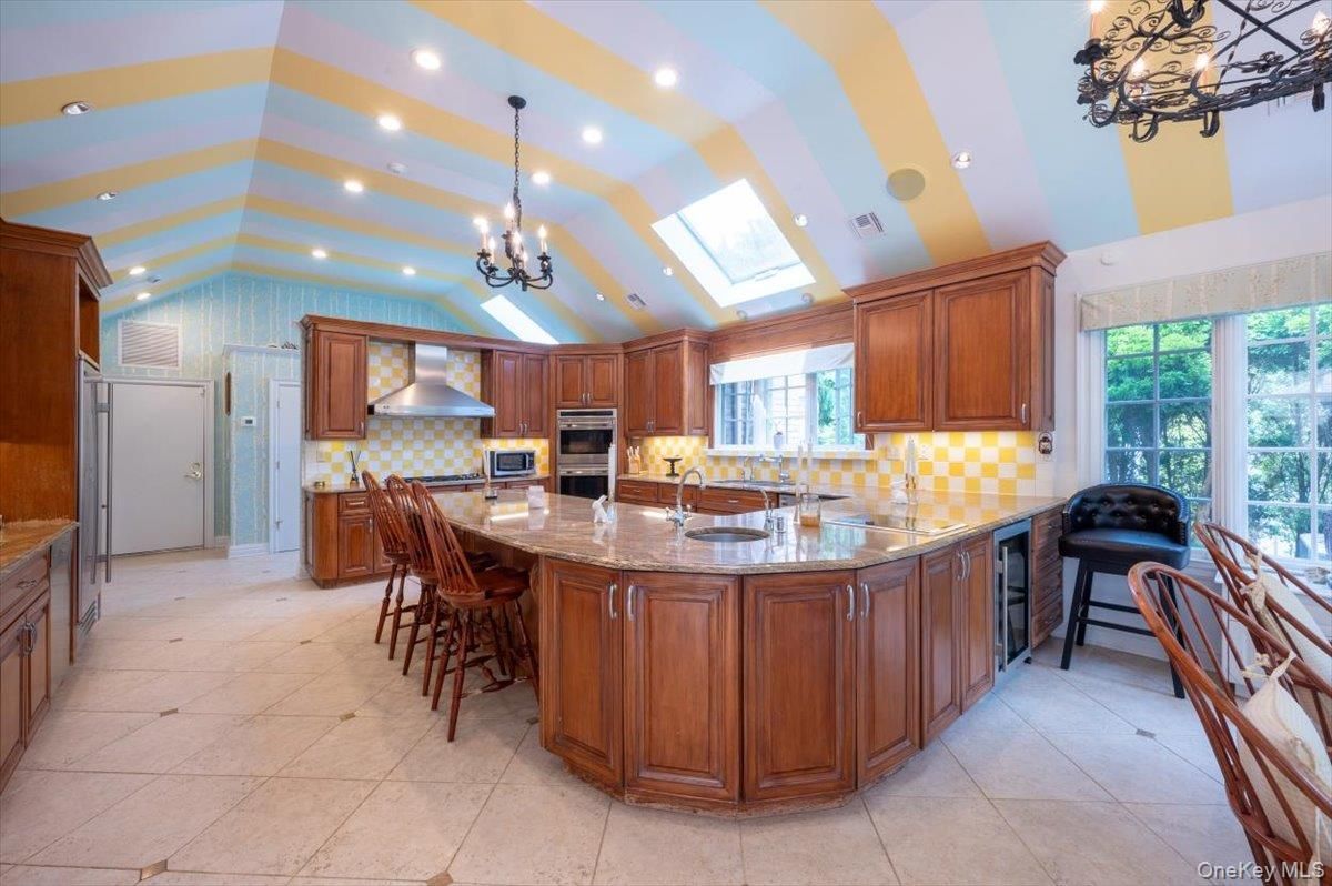 Chandelier, Interior, Kitchen, Pendant Lights, Recessed Lighting, Stainless Steel Appliances