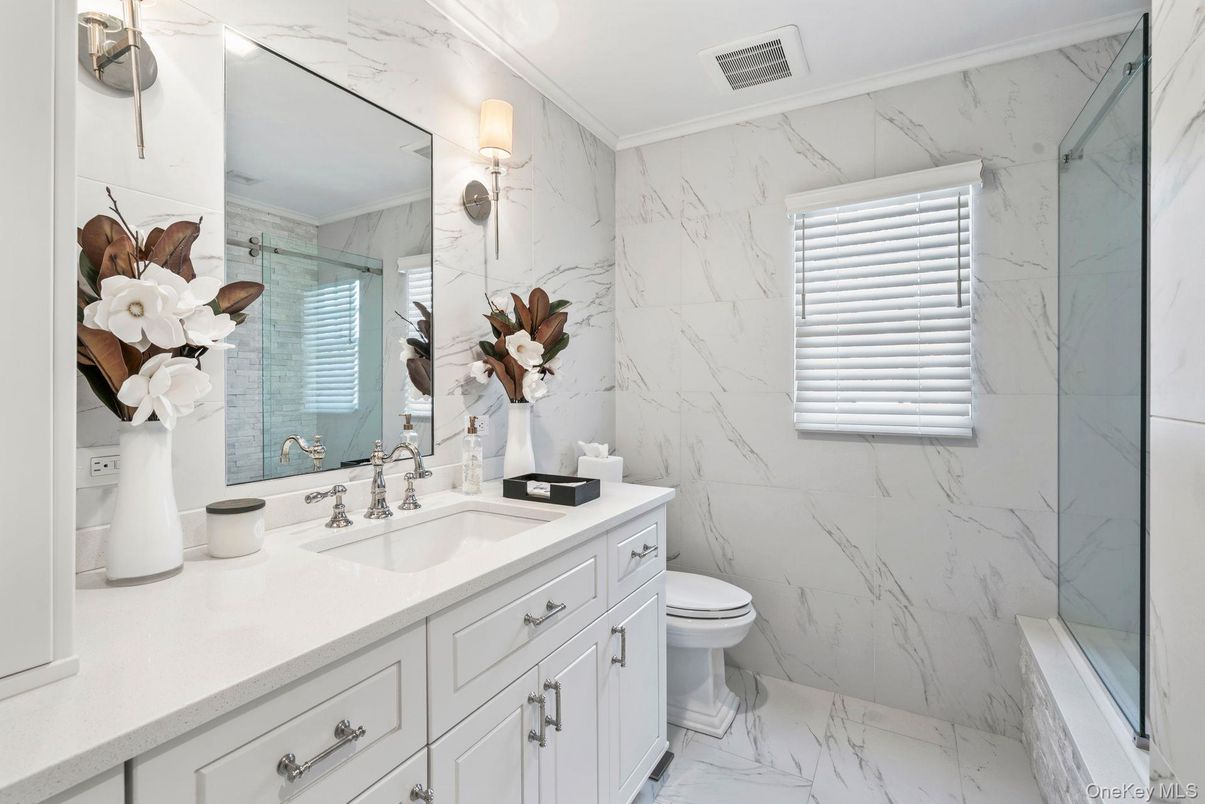 Bathroom, Glass Shower, Interior, Marble, Marble Walls
