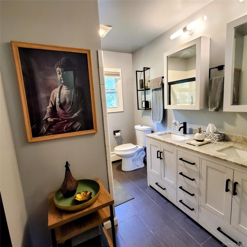 Bathroom, Dual Sink Vanities, Interior, Wood Texture Flooring