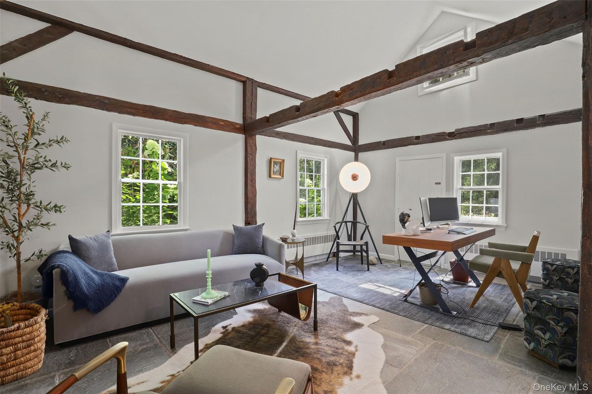 Home Office, Interior, Living room, Wooden Beams
