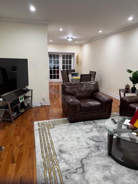 Dining room, Interior, Living room, Recessed Lighting, Wood Texture Flooring