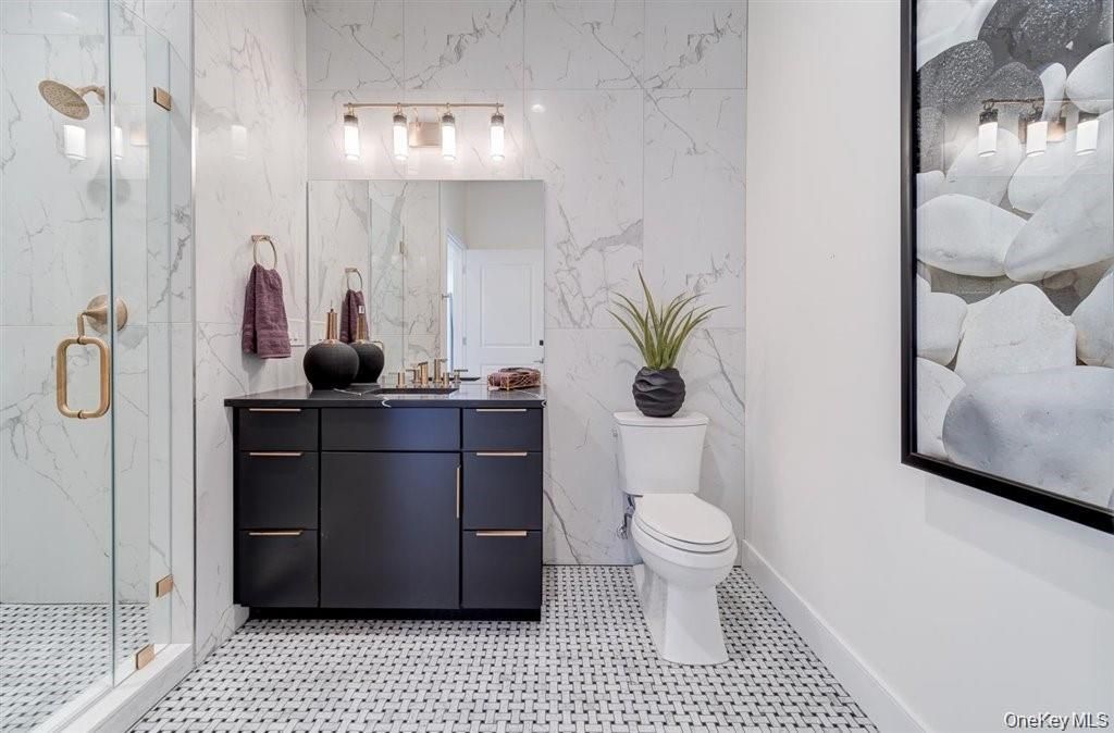Bathroom, Glass Shower, Interior, Marble Walls