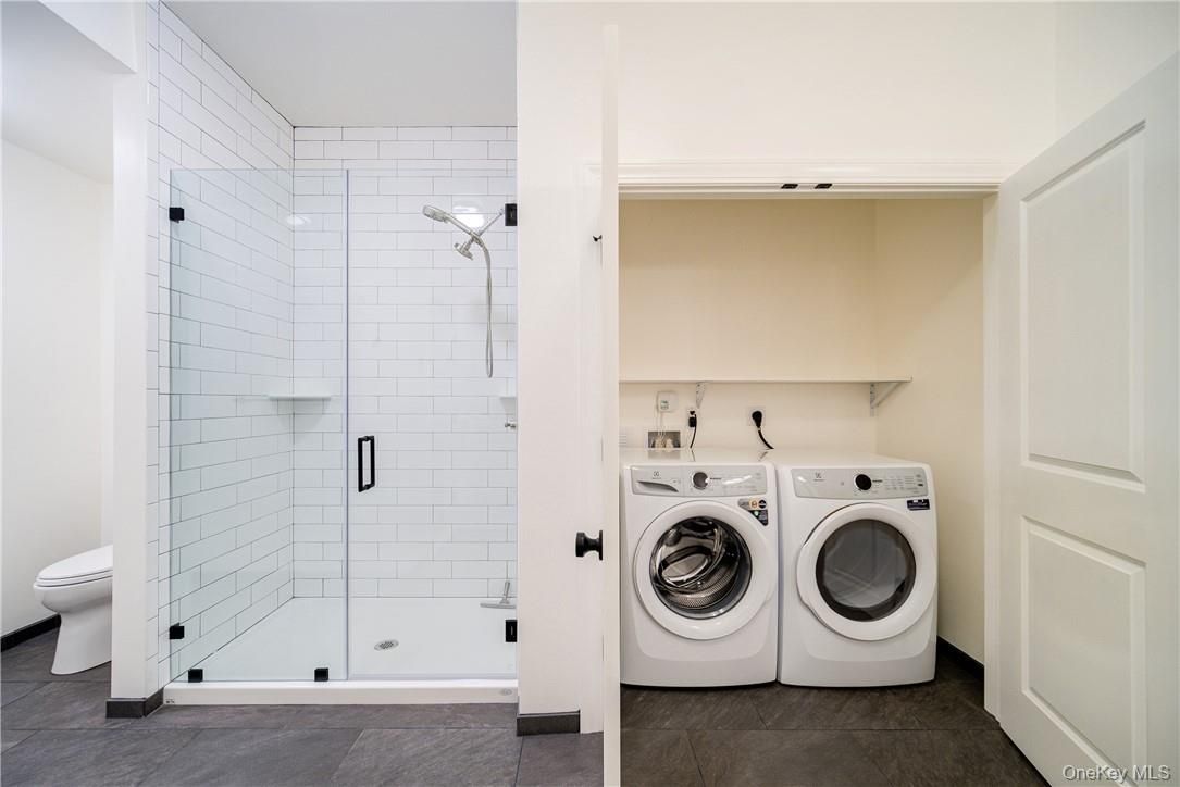 Bathroom, Glass Shower, Interior, Washer