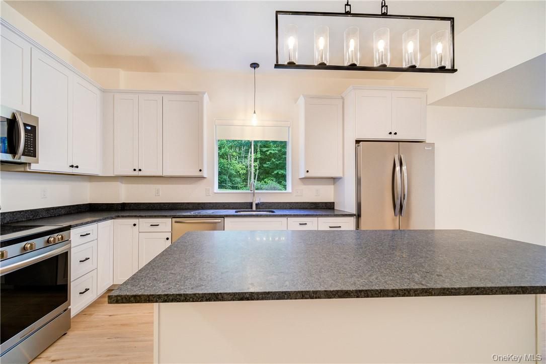 Interior, Kitchen, Pendant Lights, Stainless Steel Appliances, Wood Texture Flooring