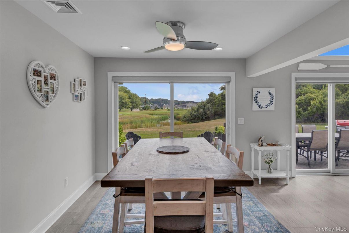 Dining room, Interior, Recessed Lighting, Wood Texture Flooring
