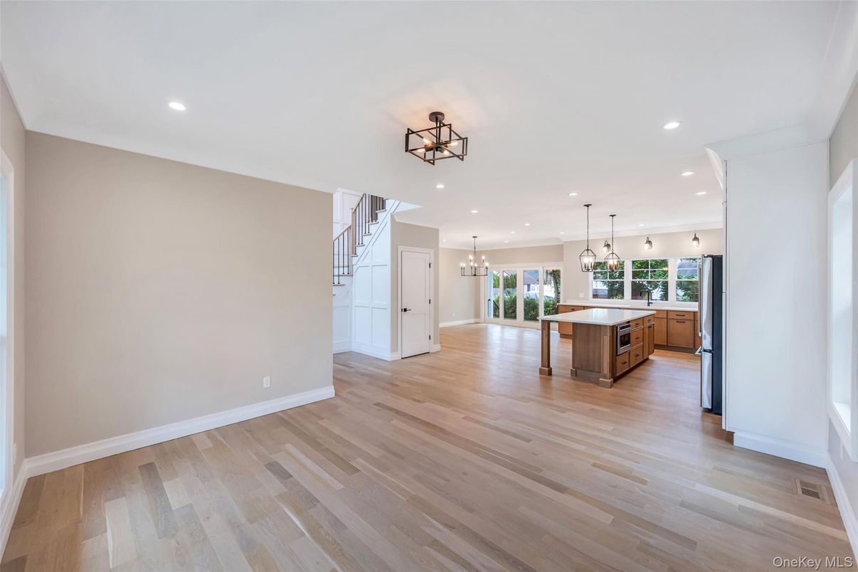 Interior, Kitchen, Pendant Lights, Recessed Lighting, Wood Texture Flooring