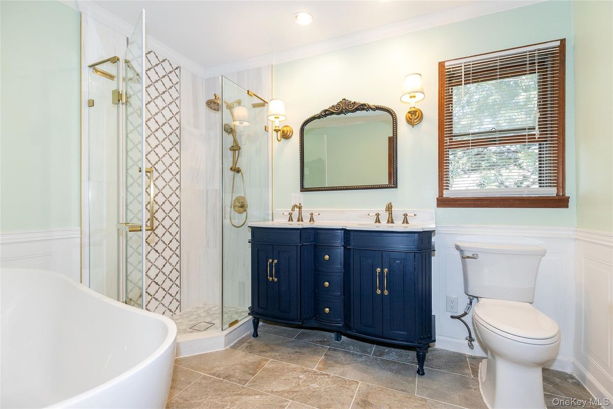 Bathroom, Dual Sink Vanities, Free Standing Baths, Glass Shower, Interior, Recessed Lighting
