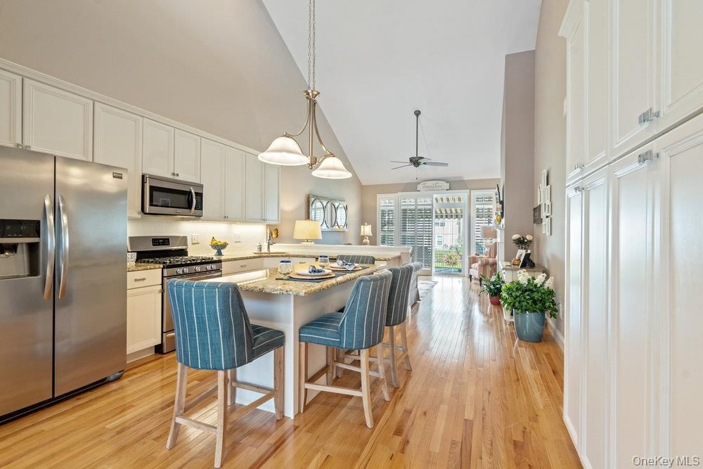 Interior, Kitchen, Pendant Lights, Stainless Steel Appliances, Wood Texture Flooring
