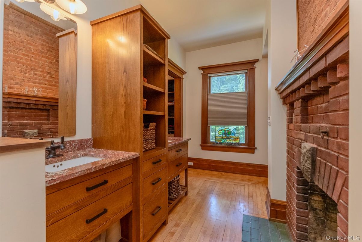 Fireplace, Interior, Stone Walls, Wood Texture Flooring