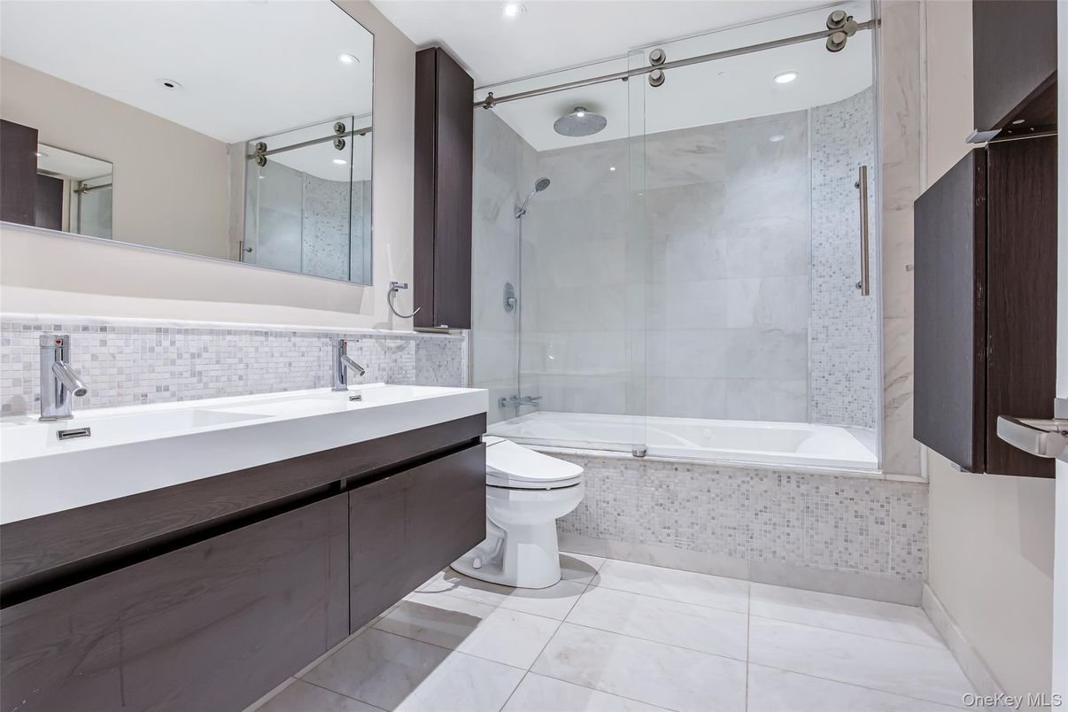 Bathroom, Glass Shower, Interior, Recessed Lighting