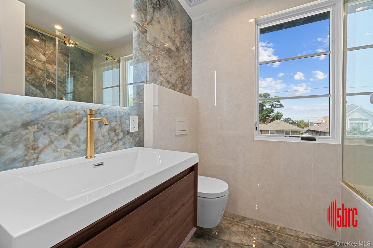 Bathroom, Glass Shower, Interior, Marble Walls