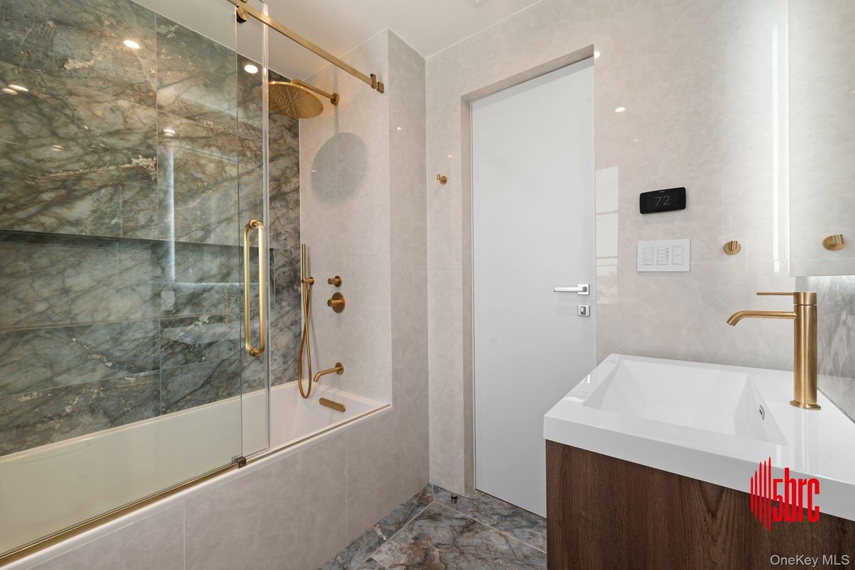 Bathroom, Glass Shower, Interior, Recessed Lighting