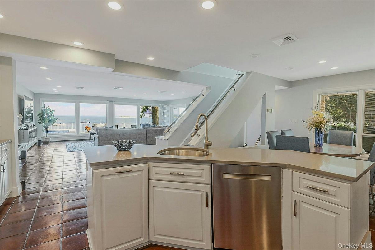 Interior, Kitchen, Recessed Lighting, Stainless Steel Appliances, Water