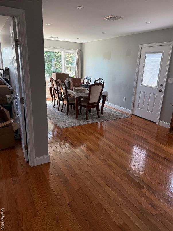 Dining room, Interior, Recessed Lighting, Wood Texture Flooring