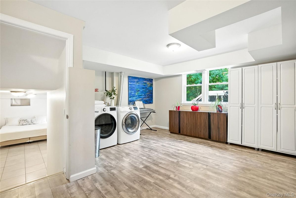 Interior, Washer, Wood Texture Flooring