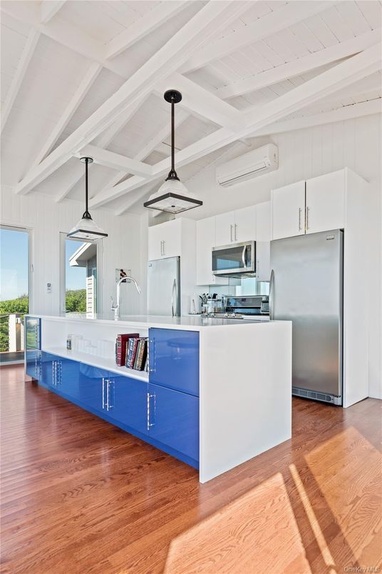 Interior, Kitchen, Pendant Lights, Stainless Steel Appliances, Wood Texture Flooring