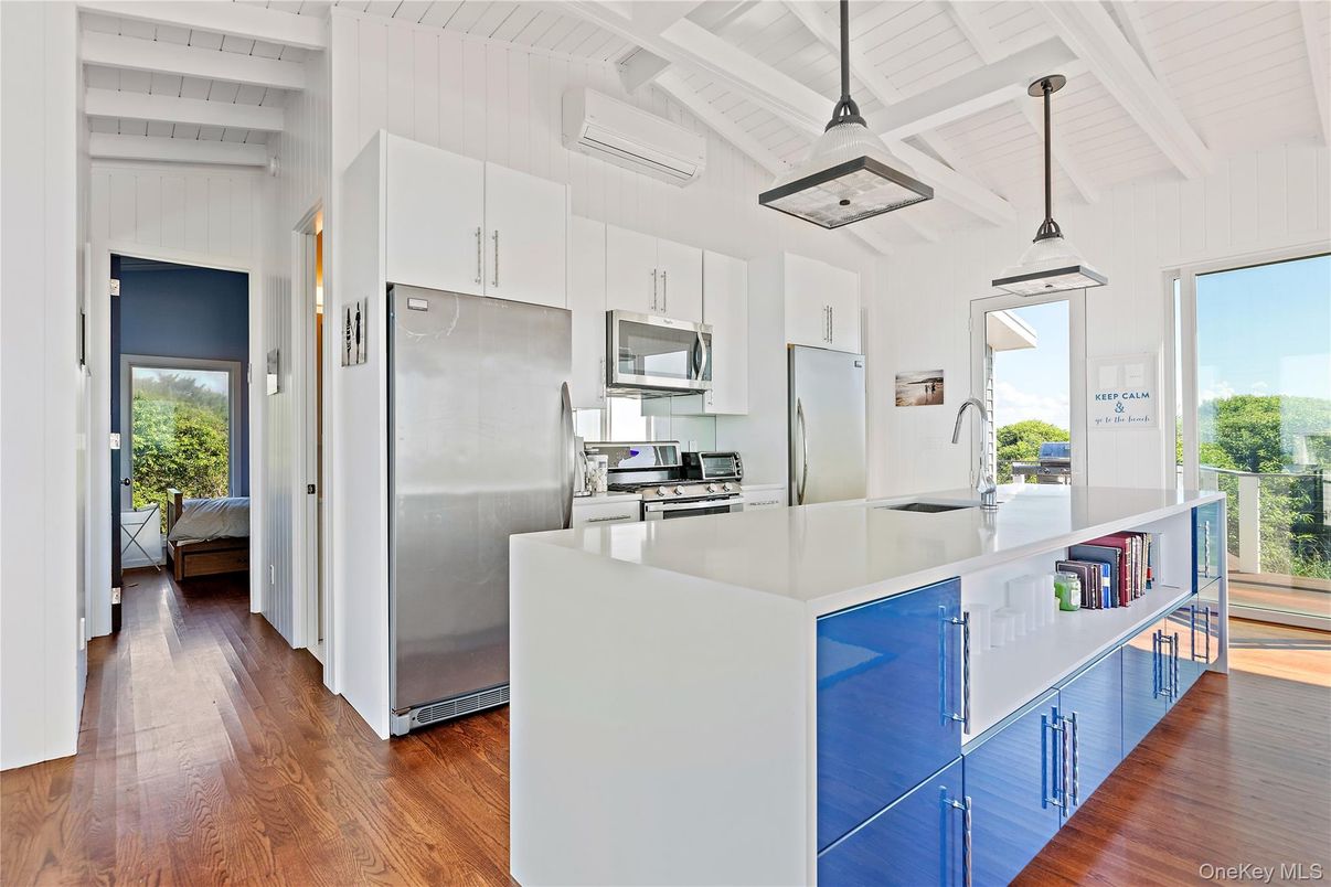 Interior, Kitchen, Pendant Lights, Stainless Steel Appliances, Wood Texture Flooring