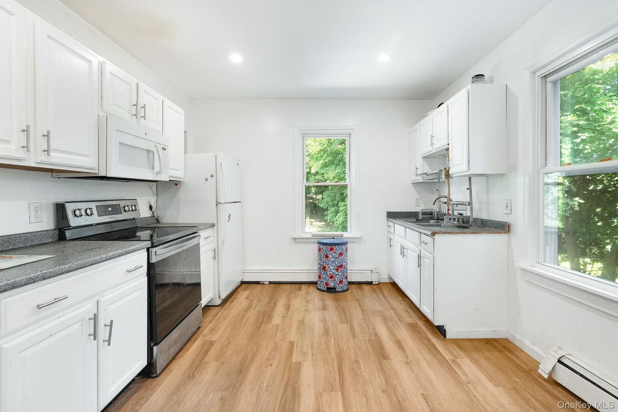 Interior, Kitchen, Recessed Lighting, Wood Texture Flooring