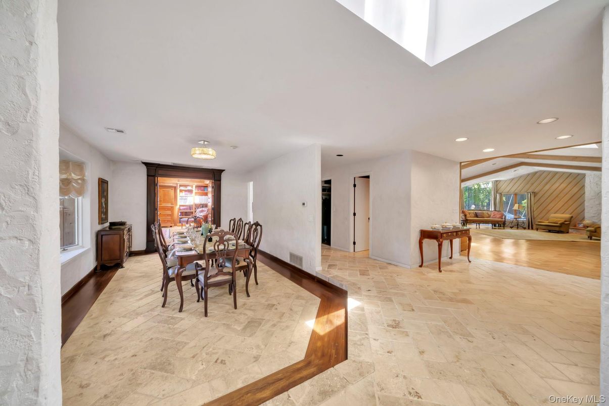 Dining room, Interior, Recessed Lighting, Wood Texture Flooring