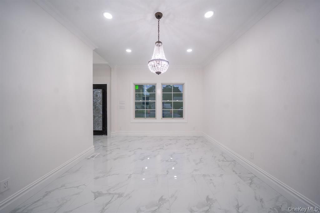 Chandelier, Empty room, Interior, Marble, Recessed Lighting