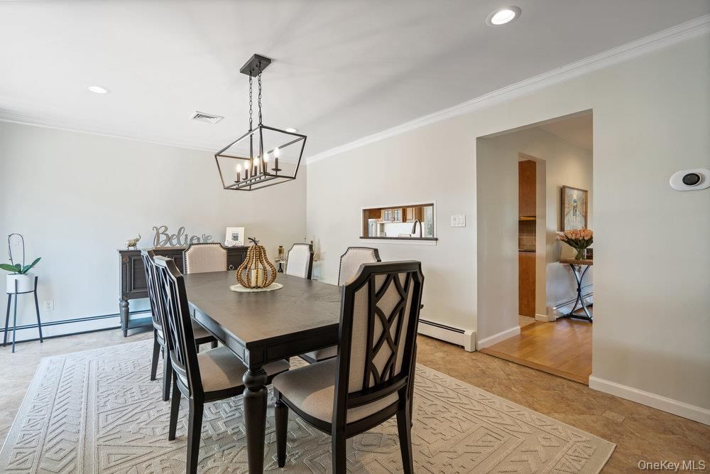 Chandelier, Dining room, Interior, Pendant Lights, Recessed Lighting, Wood Texture Flooring