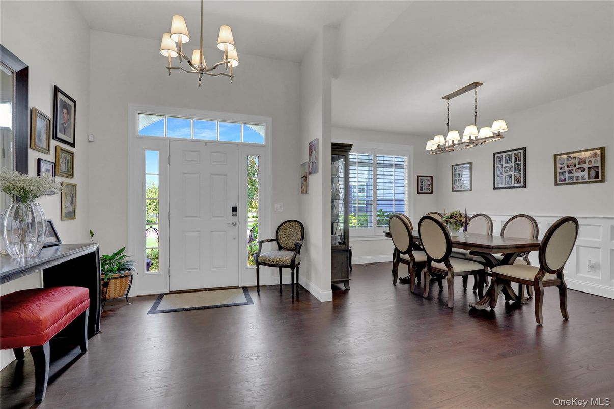 Chandelier, Dining room, Interior, Wood Texture Flooring
